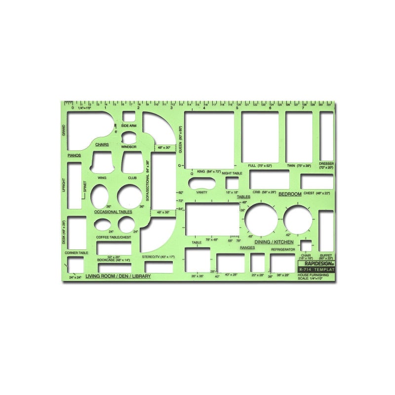 Rapidesign House Furnishings Template, 1/8 Inch = 1 Foot Scale, 1 Each (R714A) - Image 2